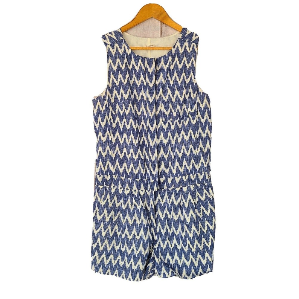 J. Crew Zig Zag Ikat Sleeveless Linen Romper 4